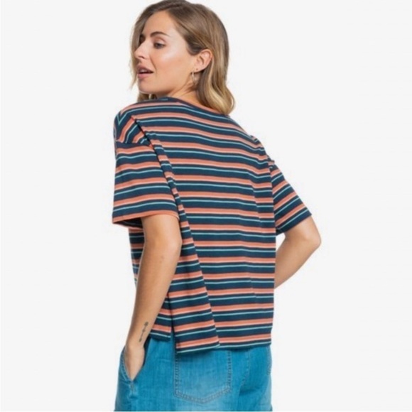 NWT Roxy Rainbow Morning Striped Short Sleeve Tee - Picture 3 of 7